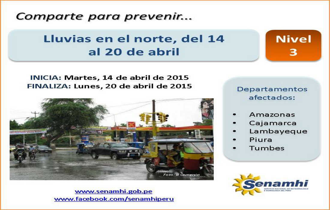 senamhi alerta lluvias