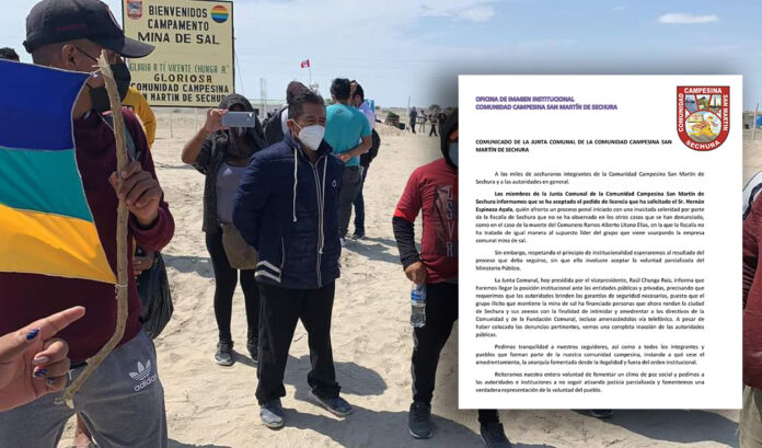 comuneros - minas de sal - comunicado