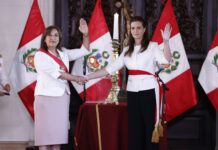 Dina Boluarte y Hania Pérez de Cuéllar. Foto: Andina.