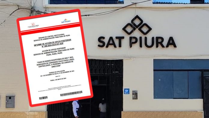 Contraloría advierte pago indebido de bonos a administrativos del SAT Piura 