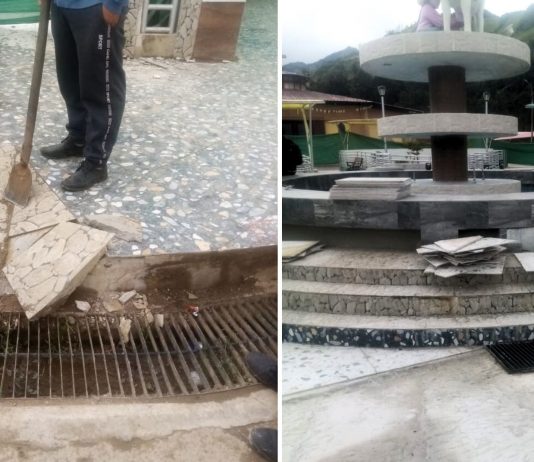 Reportan daños en Plaza Mayor de Sapalache, a menos de un año de inaugurada