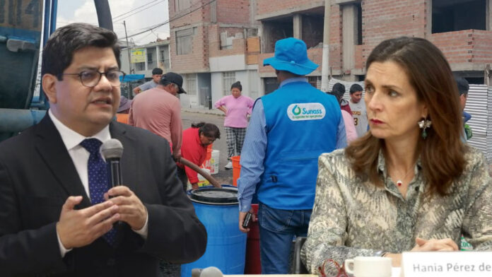 Mauro Gutiérrez, presidente de SUNASS. Hania Pérez de Cuéllar (ministra de Vivienda, Construcción y Saneamiento.