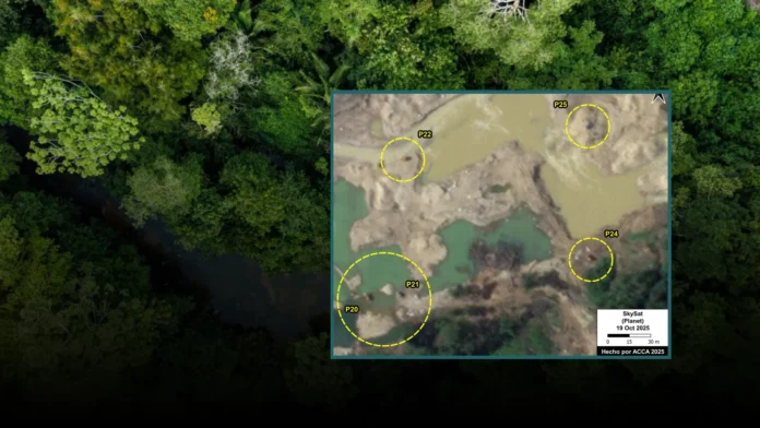 Amazonas: Imágenes satelitales revelan infraestructuras mineras y seis máquinas operando en zona remota
